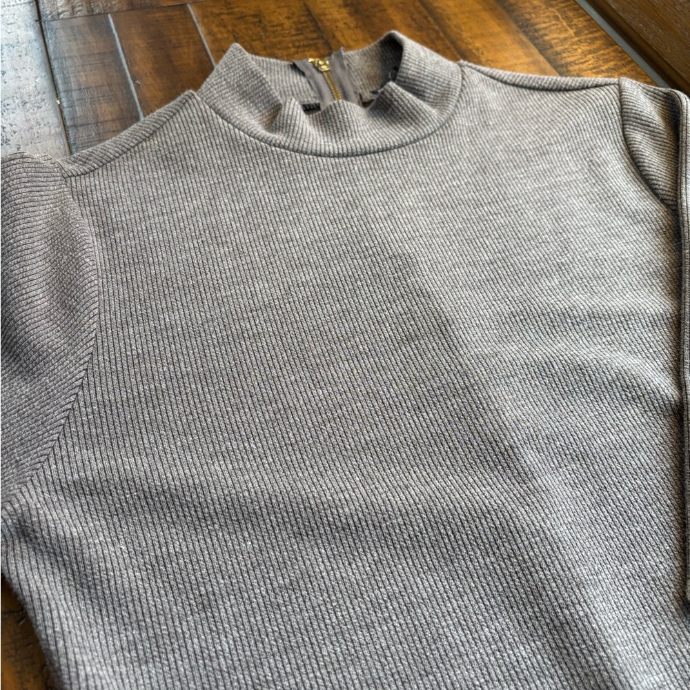 Hyfve M Gray Long Sleeve Mock Turtle Neck Dress